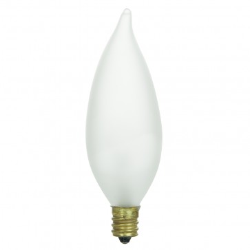 Sunlite 01364-SU 15CFF/3 15 Watts Flame Tip CA10 Shape Frost Finish Candelabra Screw (E12) 90 Lumens Light Bulb Warm White 2600K