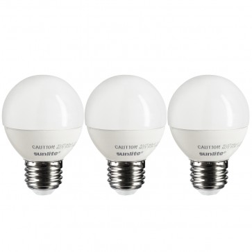 Sunlite 40291-SU G16/LED/7W/D/E26/FR/ES/27K/3PK G16 Globe 7 Watts 60 Equivalent Wattage 120 Volts Dimmable Frosted Finish Medium Screw (E26) G16.5 Globe Bulbs Warm White 2700K