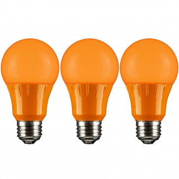 Sunlite 40452-SU A19/3W/O/LED/3P/3PK A19 Standard 3 Watts 120 Volts Frosted Finish Medium Screw (E26) Colored A19 A Series Bulbs Orange