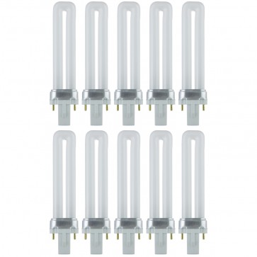 Sunlite 40498-SU PL7/SP27K/10PK PL 2-Pin Twin Tube 7 Watts 2-Pin (G23) PL - Twin Tube Plug-Ins Bulbs Warm White 2700K