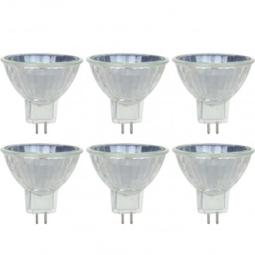 Sunlite 40714-SU FMW/CG/6PK MR16 Reflector 35 Watts 120 Volts Dimmable 2-Pin (GU5.3) Mini Reflectors Halogen Bulbs Bright White 3200K