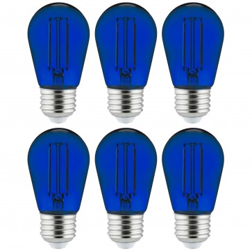 Sunlite 40972-SU S14/LED/FS/2W/TB/6PK S14 Sign 2 Watts 120 Volts Dimmable Glass Material Transparent Finish Medium Screw (E26) Colored S14 S Type Lamps Blue