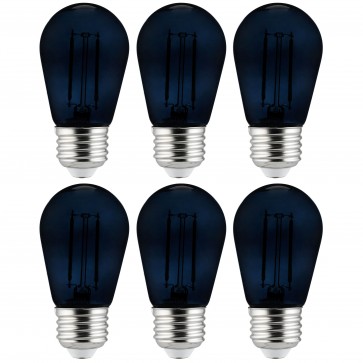 Sunlite 40973-SU S14/LED/FS/2W/TBL/6PK S14 Sign 2 Watts 120 Volts Dimmable Glass Material Transparent Finish Medium Screw (E26) Colored S14 S Type Lamps Black Light Blue