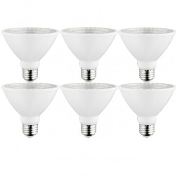 Sunlite 40979-SU PAR30/LED/9W/SHORT/FL35/D/E/27K/6PK PAR30S Reflector 9 Watts 75 Equivalent Wattage 120 Volts Dimmable Plastic Material White Finish Medium Screw (E26) PAR30 Reflector Lamps Soft White 2700K