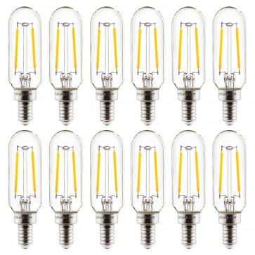 Sunlite 41344-SU T8/LED/FS/2W/E12/D/CL/27K/85MM/12PK T8 Tubular 2 Watts 25 Equivalent Wattage 120 Volts Glass Material Clear Finish Candelabra Screw (E12) T8 T Series Lamps Warm White 2700K