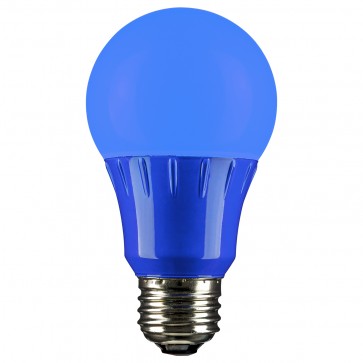 Sunlite 80145-SU A19/3W/B/LED 3 Watts Standard A19 Shape Frosted Finish Medium Screw (E26) 45 Lumens A Type LED Bulb Blue