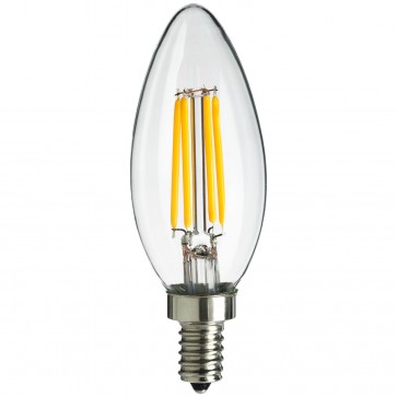 Sunlite 80452-SU CTC/LED/FS/4W/18K B11 Torpedo Tip 4 Watts 40 Equivalent Wattage 120 Volts Dimmable Glass Material Clear Finish Candelabra Screw (E12) Filament Chandelier Bulbs Amber 1800K