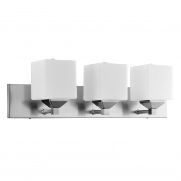 Sunlite 81324-SU FIX/VF/3LT/E26/BN/FR A19 Shape Metal Material Brushed Nickel Finish Contemporary Square Shade Vanity Fixture