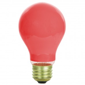 Sunlite 01130-SU 60A/R/2PK 60 Watts Standard A19 Shape Ceramic Finish Medium Screw (E26) Colored A19 Bulb Red