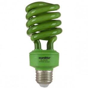 Sunlite 05512-SU SL24 24 Watts Spiral T3 Shape Medium Screw (E26) Colored CFL Bulb Green