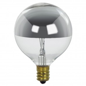 Sunlite 01203-SU 25G16.5 25 Watts Globe G16.5 Shape Silver Bowl Clear Finish Candelabra Screw (E12) Globe Bulb Warm White 2600K