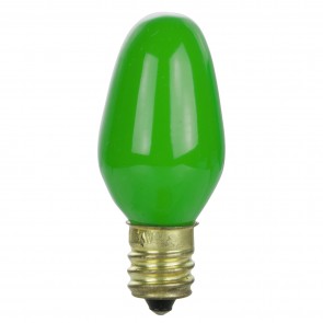 Sunlite 01260-SU 7C7/G/25PK 7 Watts Night light C7 Shape Ceramic Finish Candelabra Screw (E12) Colored Night Light Green