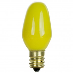 Sunlite 01265-SU 7C7/Y/25PK 7 Watts Night light C7 Shape Yellow Yellow Finish Candelabra Screw (E12) Colored Night Light Yellow