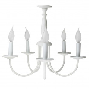 Sunlite 04447-SU CH5WT 18" Inch Cord 120 Volts Metal White Textured Finish Candelabra Screw (E12) Residential Pendant Indoor Traditional Candelabra