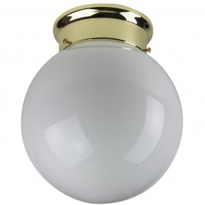 Sunlite 04475-SU GLO8/PB A19 Shape Metal & Glass Material Polished Brass Finish Medium Screw (E26) A19 Globe Style Ceiling Fixture
