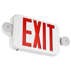 Sunlite 05279-SU EXIT/LED/R/2H/1-2F/COMBO 2.4 Watts 120-277 Volts Thermoplastic White Housing Material White Finish Integrated LED Commercial Exit Combo Fixtures