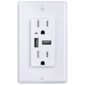 Sunlite 08153-SU RECEPTACLE/USB/4.6A/WH/TR Electrical Style Receptacles Switches
