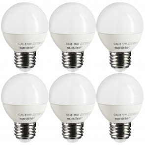 Sunlite 40292-SU G16/LED/7W/D/E26/FR/ES/27K/6PK G16 Globe 7 Watts 60 Equivalent Wattage 120 Volts Dimmable Frosted Finish Medium Screw (E26) G16.5 Globe Bulbs Warm White 2700K