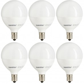 Sunlite 40296-SU G16.5/LED/5W/D/E12/FR/ES/27K/6PK G16.5 Globe 5 Watts 40 Equivalent Wattage 120 Volts Dimmable Plastic Material Frosted Finish Candelabra Screw (E12) G16.5 Globe Bulbs Warm White 2700K