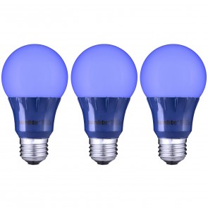 Sunlite 40450-SU A19/3W/B/LED/3PK A19 Standard 3 Watts 120 Volts Frosted Finish Medium Screw (E26) Colored A19 A Series Bulbs Blue