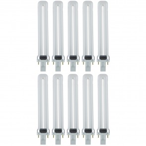 Sunlite 40507-SU PL13/SP27K/10PK PL 2-Pin Twin Tube 13 Watts 120 Volts Plastic Material 2-Pin (GX23) PL - Twin Tube Plug-Ins Bulbs Warm White 2700K