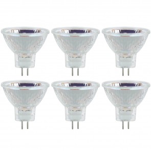Sunlite 40755-SU FTD/6PK MR11 Reflector 20 Watts 12 Volts Dimmable 2-Pin (GU4) Mini Reflectors Halogen Bulbs Bright White 3200K