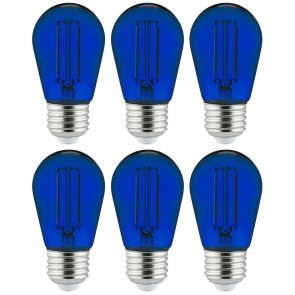 Sunlite 40972-SU S14/LED/FS/2W/TB/6PK S14 Sign 2 Watts 120 Volts Dimmable Glass Material Transparent Finish Medium Screw (E26) Colored S14 S Type Lamps Blue