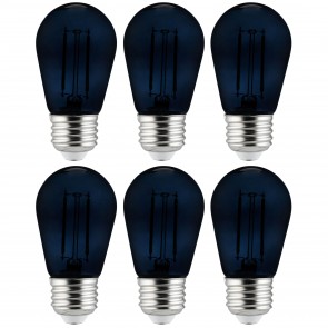 Sunlite 40973-SU S14/LED/FS/2W/TBL/6PK S14 Sign 2 Watts 120 Volts Dimmable Glass Material Transparent Finish Medium Screw (E26) Colored S14 S Type Lamps Black Light Blue