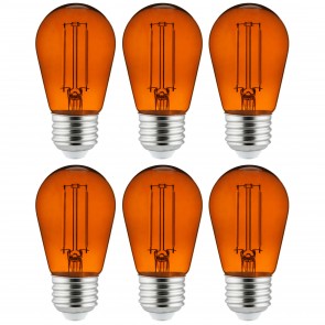 Sunlite 40975-SU S14/LED/FS/2W/TO/6PK S14 Sign 2 Watts 120 Volts Dimmable Glass Material Transparent Finish Medium Screw (E26) Colored S14 S Type Lamps Orange