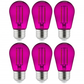 Sunlite 40976-SU S14/LED/FS/2W/TP/6PK S14 Sign 2 Watts 120 Volts Dimmable Glass Material Transparent Finish Medium Screw (E26) Colored S14 S Type Lamps Purple