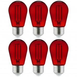 Sunlite 40977-SU S14/LED/FS/2W/TR/6PK S14 Sign 2 Watts 120 Volts Dimmable Glass Material Transparent Finish Medium Screw (E26) Colored S14 S Type Lamps Red