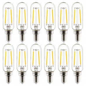Sunlite 41344-SU T8/LED/FS/2W/E12/D/CL/27K/85MM/12PK T8 Tubular 2 Watts 25 Equivalent Wattage 120 Volts Glass Material Clear Finish Candelabra Screw (E12) T8 T Series Lamps Warm White 2700K