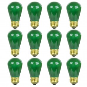 Sunlite 41478-SU 11S14/G/12PK S14 Sign 11 Watts (E26) Decorative Incandescent Bulbs Green