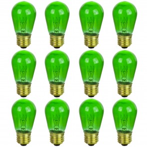 Sunlite 41483-SU 11S14/TG/12PK S14 Sign 11 Watts Decorative Incandescent Bulbs Green