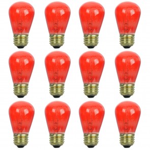 Sunlite 41485-SU 11S14/TR/12PK S14 Sign 11 Watts Decorative Incandescent Bulbs Red