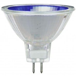 Sunlite 66085-SU EXT/B 50 Watts Reflector MR16 Shape Blue Finish 2-Pin (GU5.3) Colored Halogen MR16 Light Bulb (Blue) Blue