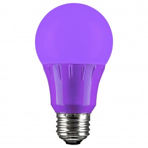 Sunlite 80132-SU A19/3W/PR/LED 3 Watts Standard A19 Shape Frosted Finish Medium Screw (E26) 103 Lumens LED A19 Bulb Purple