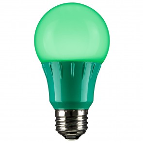 Sunlite 80146-SU A19/3W/G/LED 3 Watts Standard A19 Shape Frosted Finish Medium Screw (E26) 130 Lumens A Type LED Bulb Green