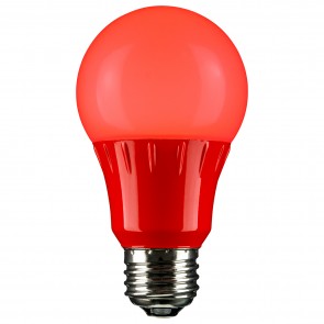 Sunlite 80148-SU A19/3W/R/LED 3 Watts A19 Shape Plastic Material Frosted Finish Medium Screw (E26) 100 Lumens A Type LED Bulb Red