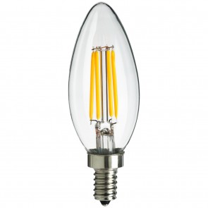 Sunlite 80452-SU CTC/LED/FS/4W/18K B11 Torpedo Tip 4 Watts 40 Equivalent Wattage 120 Volts Dimmable Glass Material Clear Finish Candelabra Screw (E12) Filament Chandelier Bulbs Amber 1800K