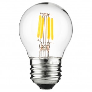 Sunlite 80454-SU G16/LED/FS/3W/E26/D/CL/22K 3 Watts 25 Watts Equivalent Wattage G16 Shape Glass Material Clear Finish Medium Screw (E26) 250 Lumens Vintage LED Globe Bulb Amber Light 2200K