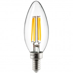 Sunlite 80663-SU CTC/LED/FS/4W/E12/D/CL/27K B11 Torpedo Tip 4 Watts 40 Equivalent Wattage 120 Volts Dimmable Glass Material Clear Finish Candelabra Screw (E12) Filament Chandelier Bulbs Warm White 2700K