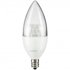 Sunlite 80769-SU CTC/LED/4.5W/30K B11 Torpedo Tip 4.5 Watts 40 Equivalent Wattage 120 Volts Dimmable Aluminum & Plastic Material Clear Finish Candelabra Screw (E12) Standard Chandelier Bulbs Warm White 3000K