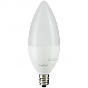 Sunlite 80778-SU CTF/LED/4.5W/30K B11 Torpedo Tip 4.5 Watts 40 Equivalent Wattage 120 Volts Dimmable Aluminum & Plastic Material Frosted Finish Candelabra Screw (E12) Standard Chandelier Bulbs Warm White 3000K