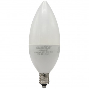 Sunlite 80796-SU CTF/LED/4.5W/927 B11 Torpedo Tip 4.5 Watts 40 Equivalent Wattage 120 Volts Dimmable Plastic Material Frosted Finish Candelabra Screw (E12) Standard Chandelier Bulbs Soft White 2700K