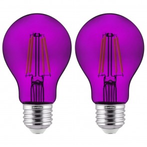 Sunlite 81081-SU A19/LED/FS/4.5W/TP/2PK 4.5 Watts A19 Shape Glass Material Purple Finish Medium Screw (E26) 83 Lumens Filament A19 LED Bulb Purple