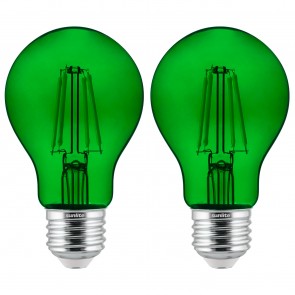 Sunlite 81083-SU A19/LED/FS/4.5W/TG/2PK 4.5 Watts A19 Shape Glass Material Green Finish Medium Screw (E26) 130 Lumens Filament A19 LED Bulb Green