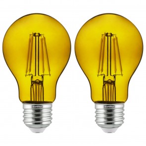 Sunlite 81084-SU A19/LED/FS/4.5W/TY/2PK 4.5 Watts A19 Shape Glass Material Yellow Finish Medium Screw (E26) 420 Lumens LED Light Bulb Yellow