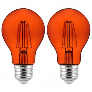 Sunlite 81085-SU A19/LED/FS/4.5W/TO/2PK 4.5 Watts A19 Shape Glass Material Orange Finish Medium Screw (E26) 250 Lumens Filament A19 LED Bulb Orange