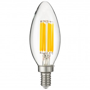 Sunlite 81129-SU CTC/LED/FS/5.5W/E12/D/CL/50K B11 Torpedo Tip 5.5 Watts 60 Equivalent Wattage 120 Volts Dimmable Glass Material Clear Finish Candelabra Screw (E12) Filament Chandelier Bulbs Super White 5000K